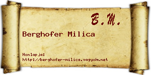 Berghofer Milica névjegykártya